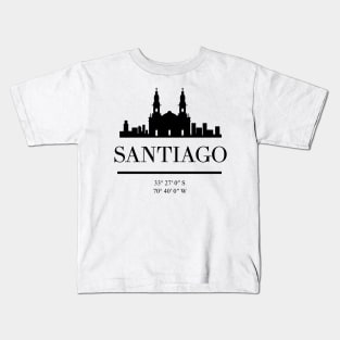 SANTIAGO DE CHILE BLACK SILHOUETTE SKYLINE ART Kids T-Shirt